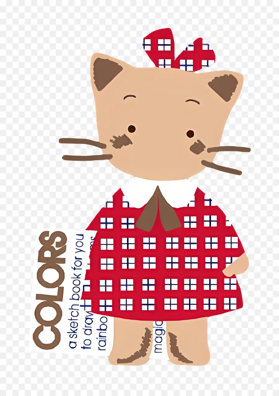 Winkipinki，Gato Con Vestido A Cuadros PNG