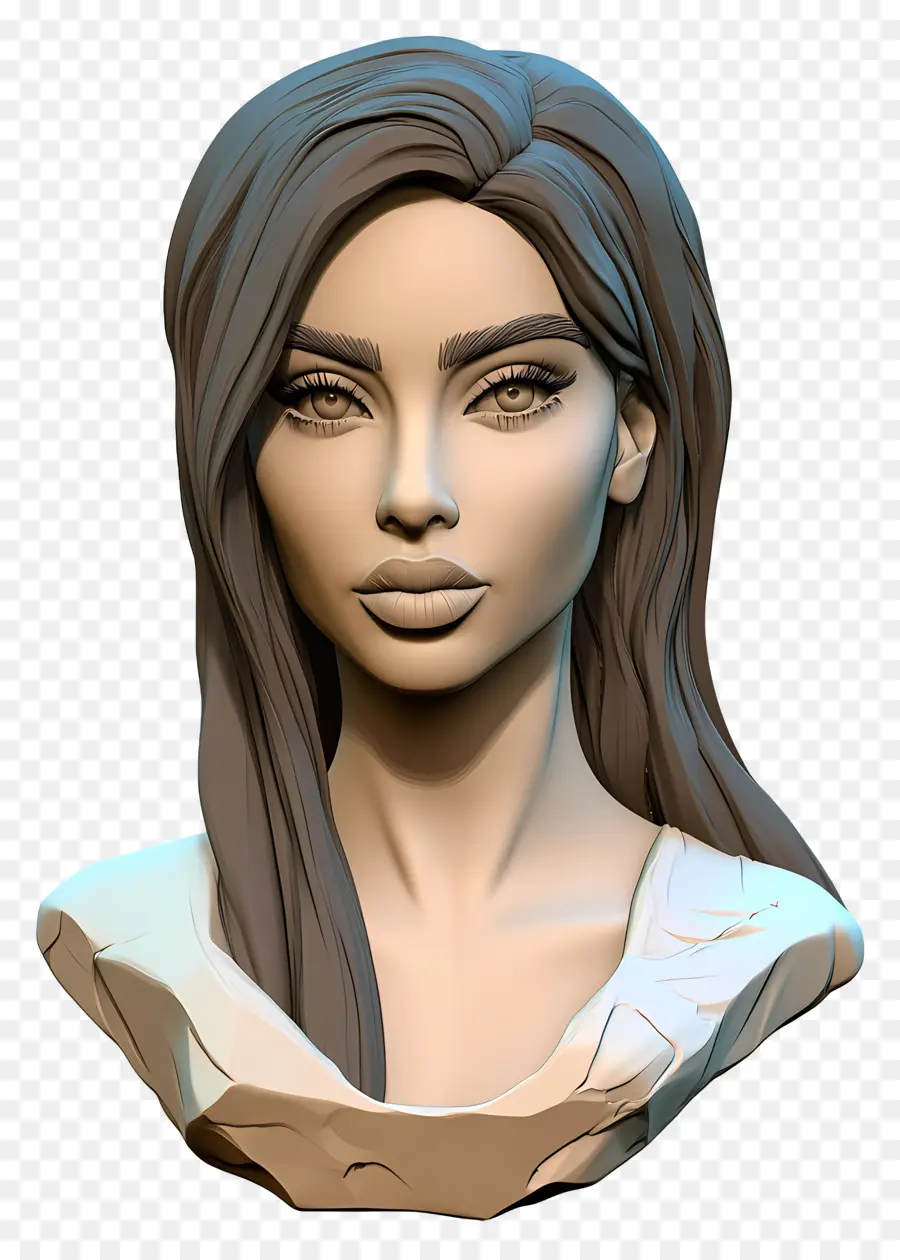 Kim Kardashian，Escultura De Un Personaje De Pelo Largo PNG