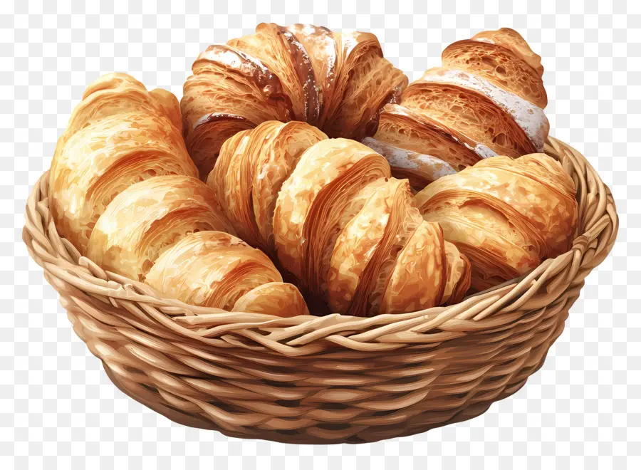 Cesta De Pan，Cesta De Croissants PNG