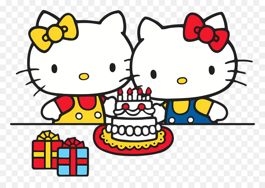 Hola Gatito，Gatos Con Tarta De Cumpleaños PNG