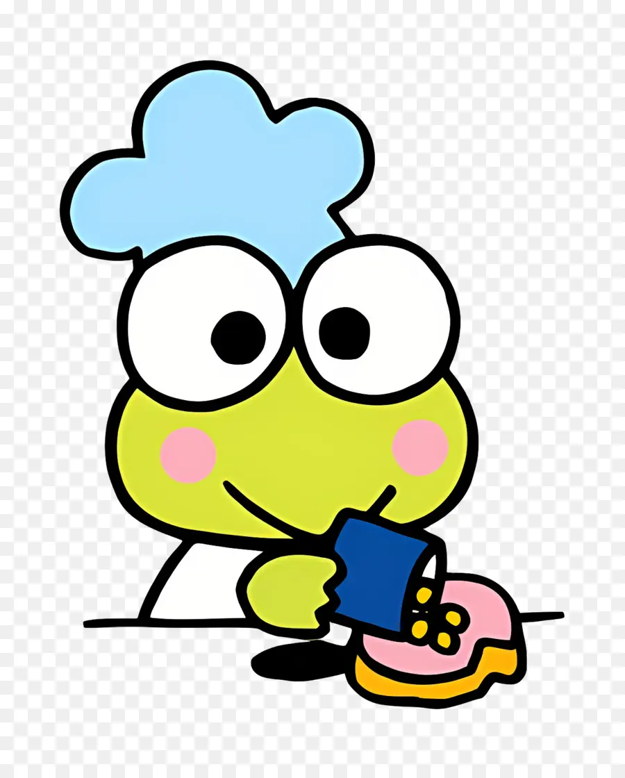 Keroppi，Chef Rana Con Donut PNG