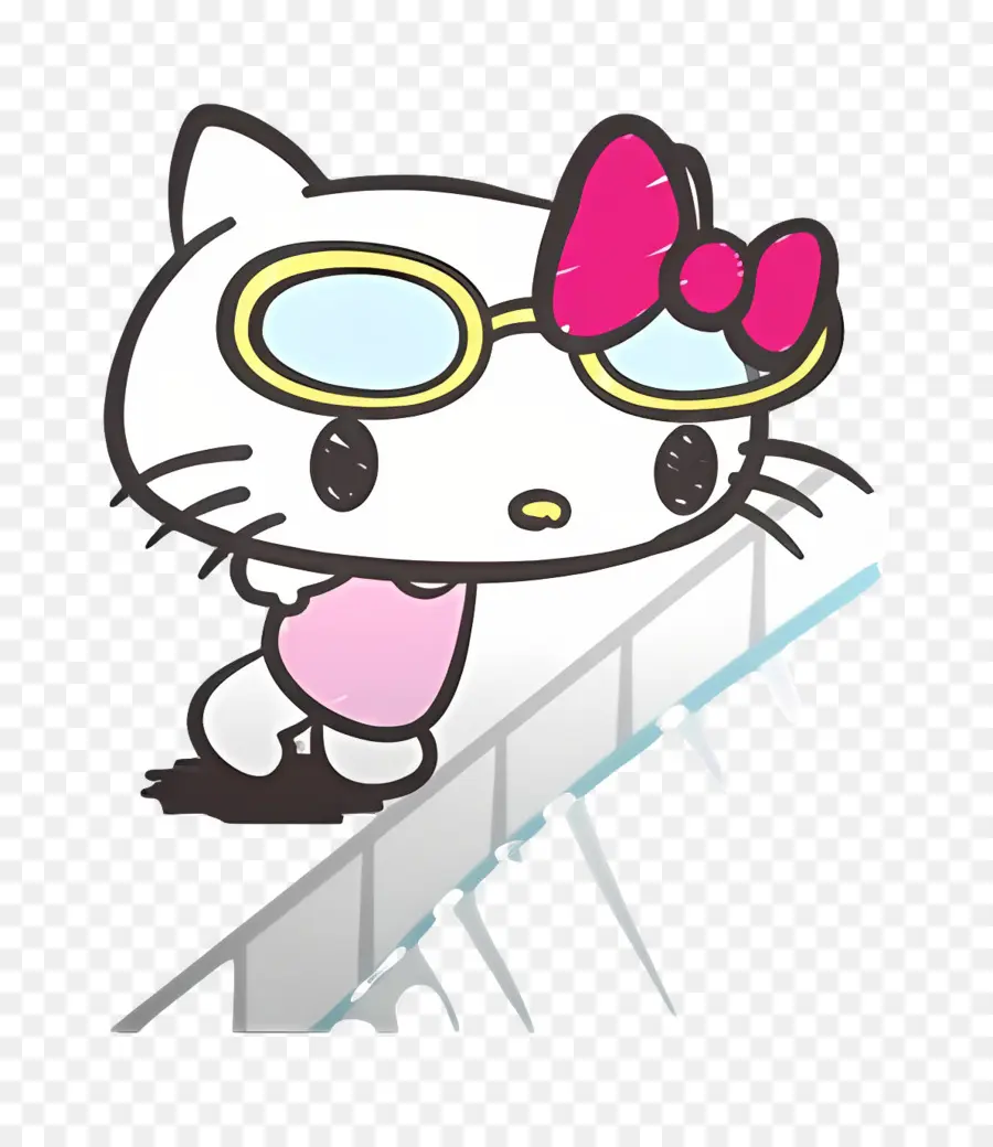 Hola Gatito，Gato Blanco Con Gafas PNG