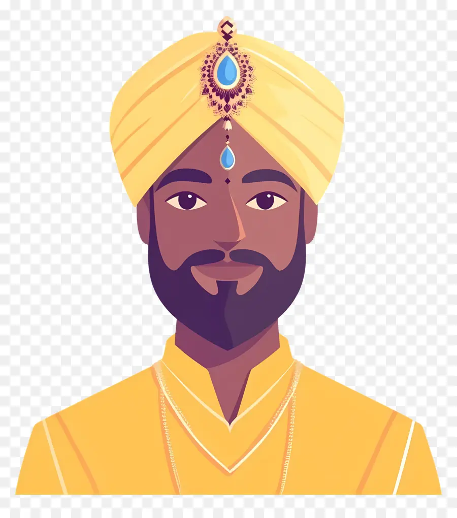 Turbante Indio，Hombre Con Traje Tradicional PNG