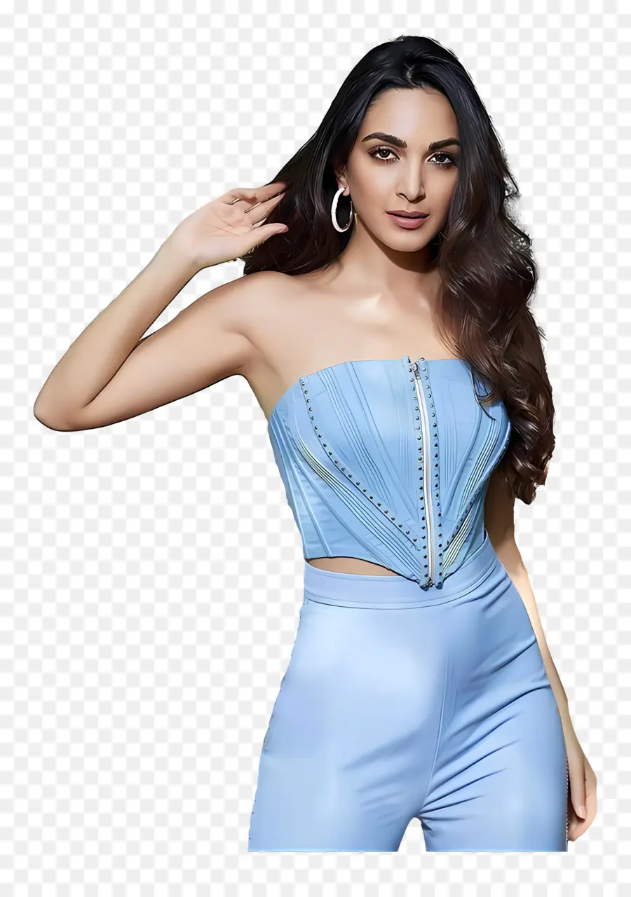 Kiara Advani，Traje Azul PNG