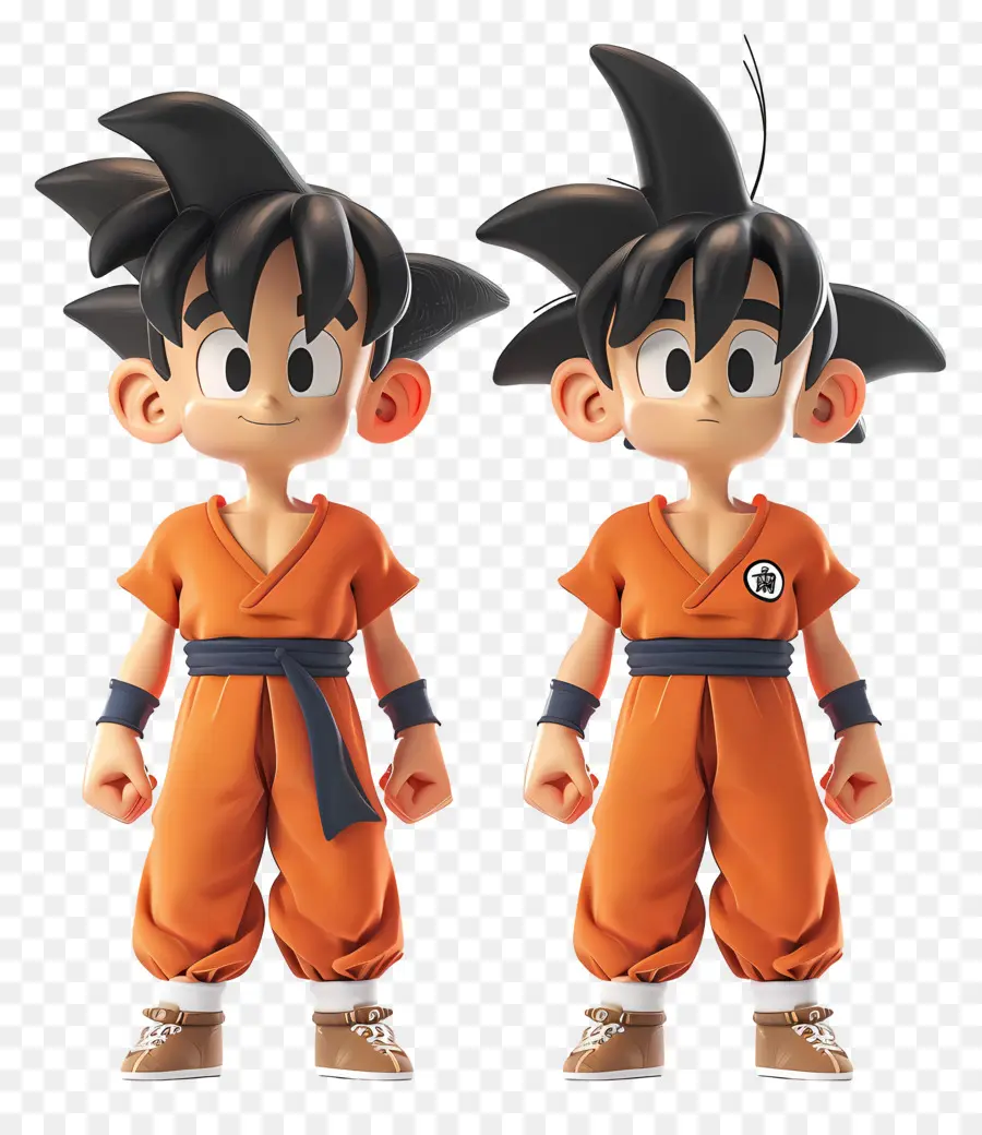 Goku，Dos Chicos Con Trajes Naranjas PNG