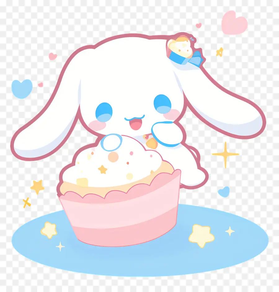 Lindo Cinnamoroll，Lindo Conejito Con Cupcake PNG