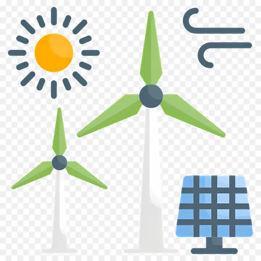 Sostenibilidad，Turbinas Eólicas Y Paneles Solares PNG