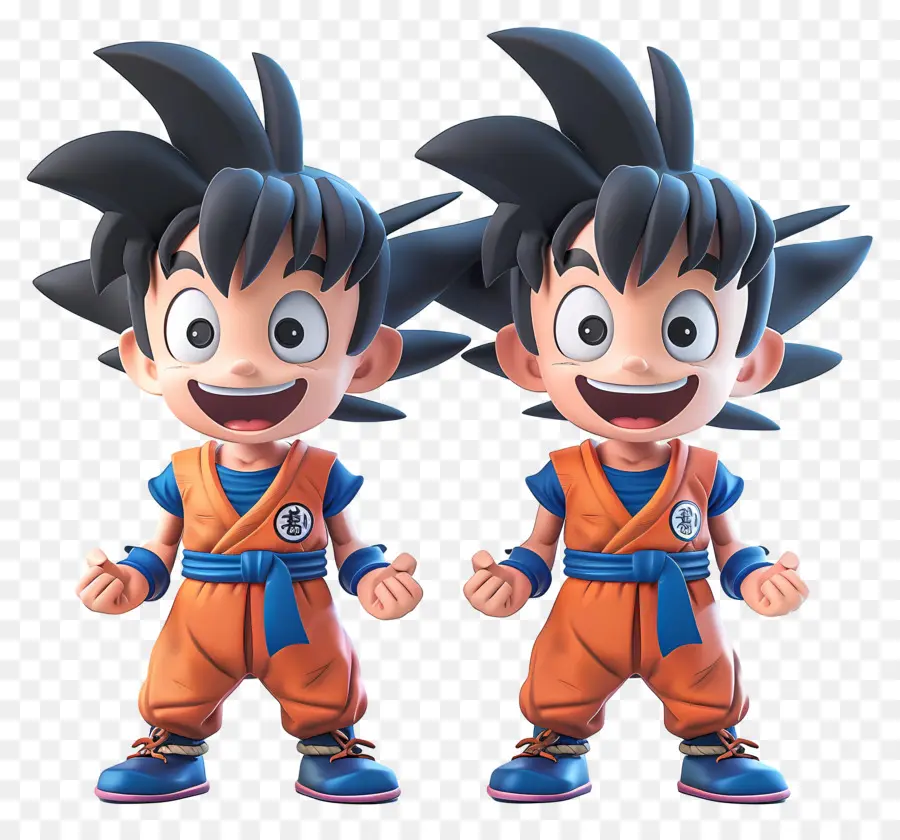 Goku，Dos Niños Con Trajes Naranjas PNG