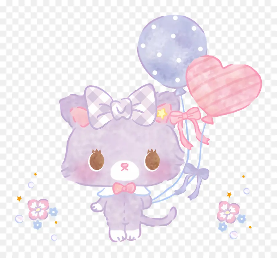 Mewkledreamy，Lindo Gato Con Globos PNG