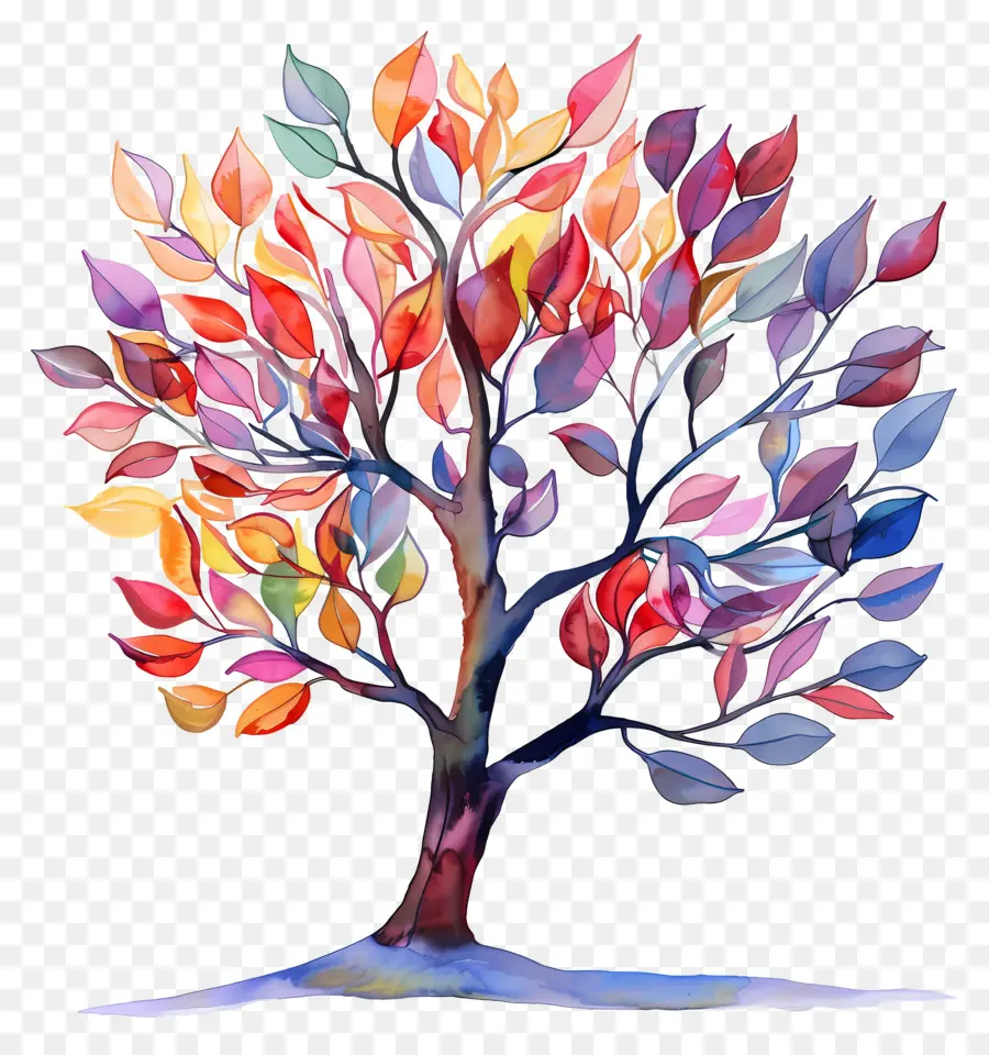 árbol De Acuarela，árbol Colorido PNG