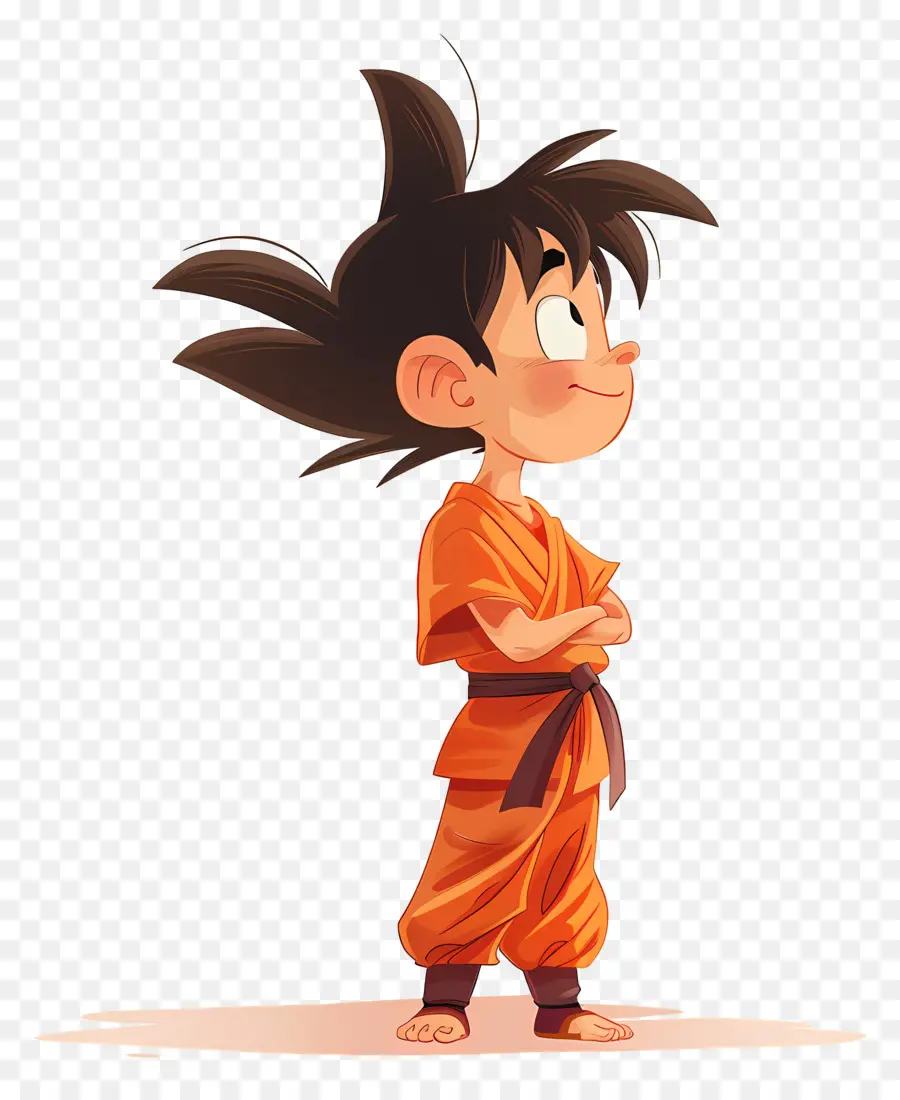 Goku，Chico En Traje Naranja PNG