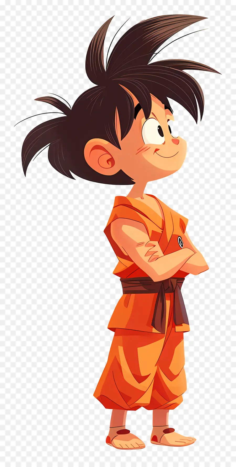 Goku，Niño De Dibujos Animados En Vista Lateral De Gi Naranja PNG