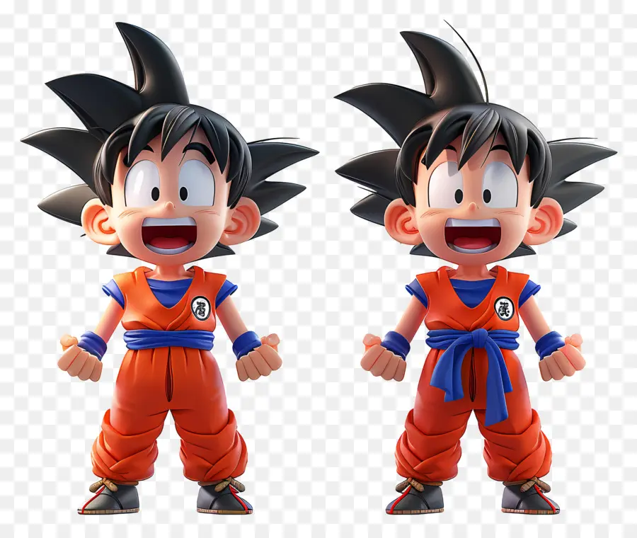 Goku，Dos Chicos Con Trajes Naranjas PNG