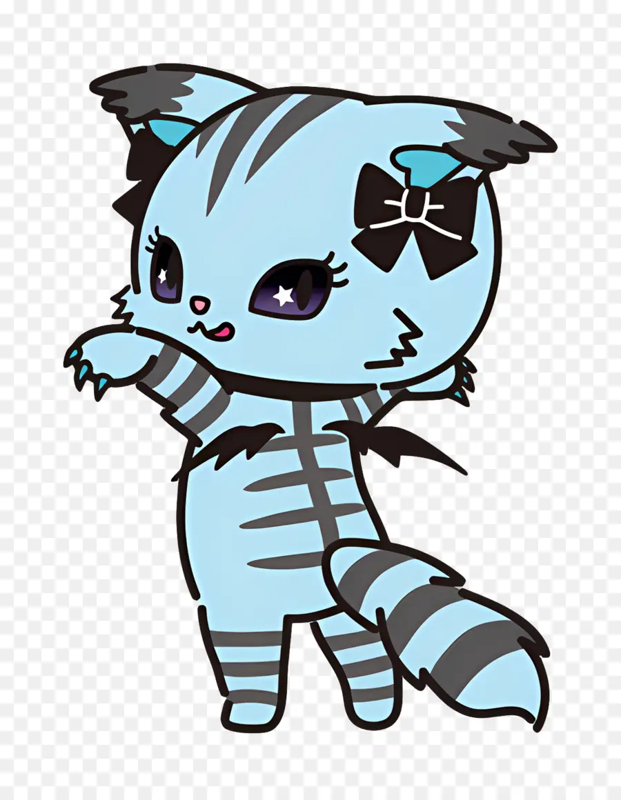 Beatcats，Gato Rayado Azul PNG