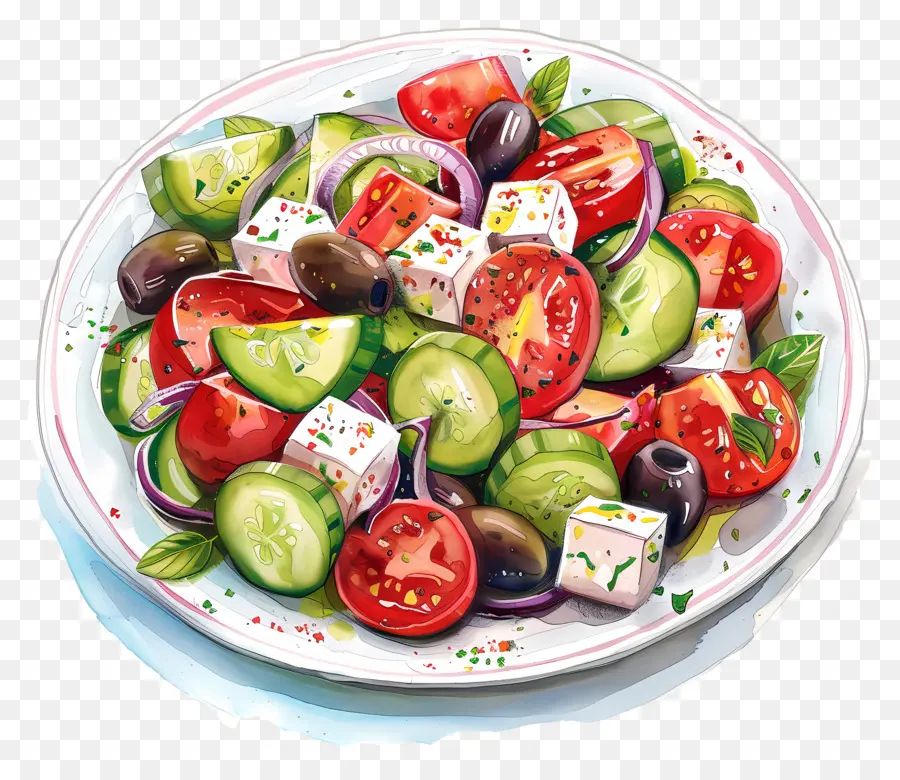 Ensalada Griega，Plato De Ensalada PNG