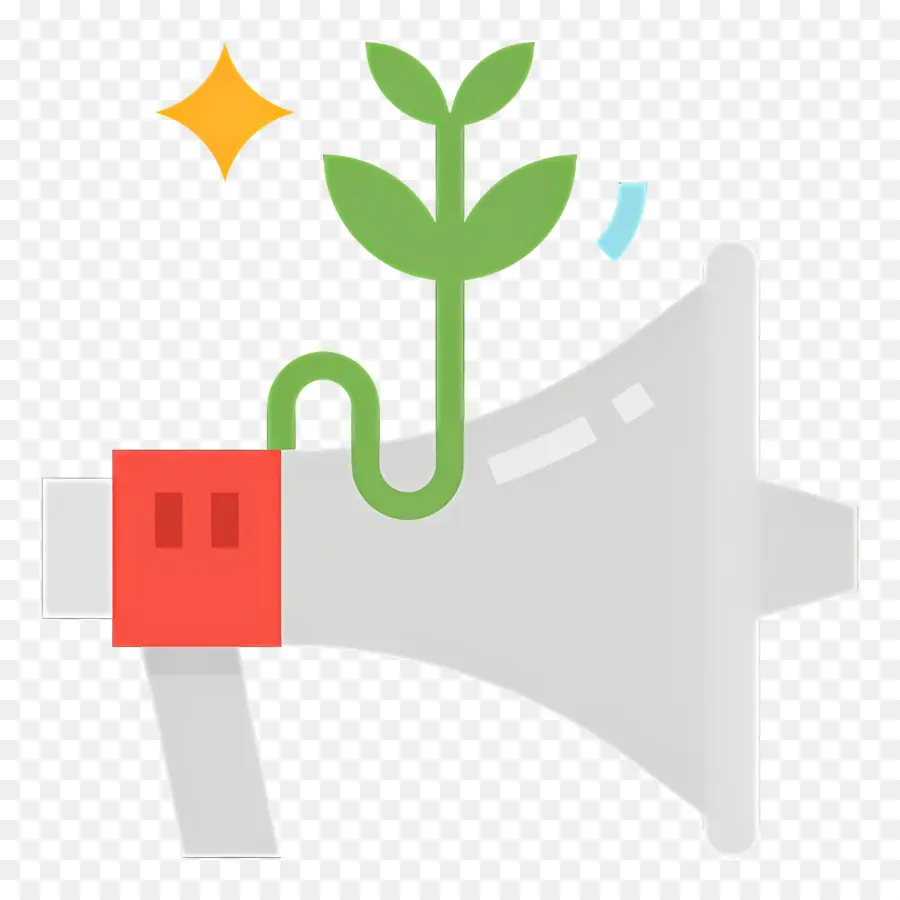 La Tecnología Crece，Megáfono Y Planta PNG