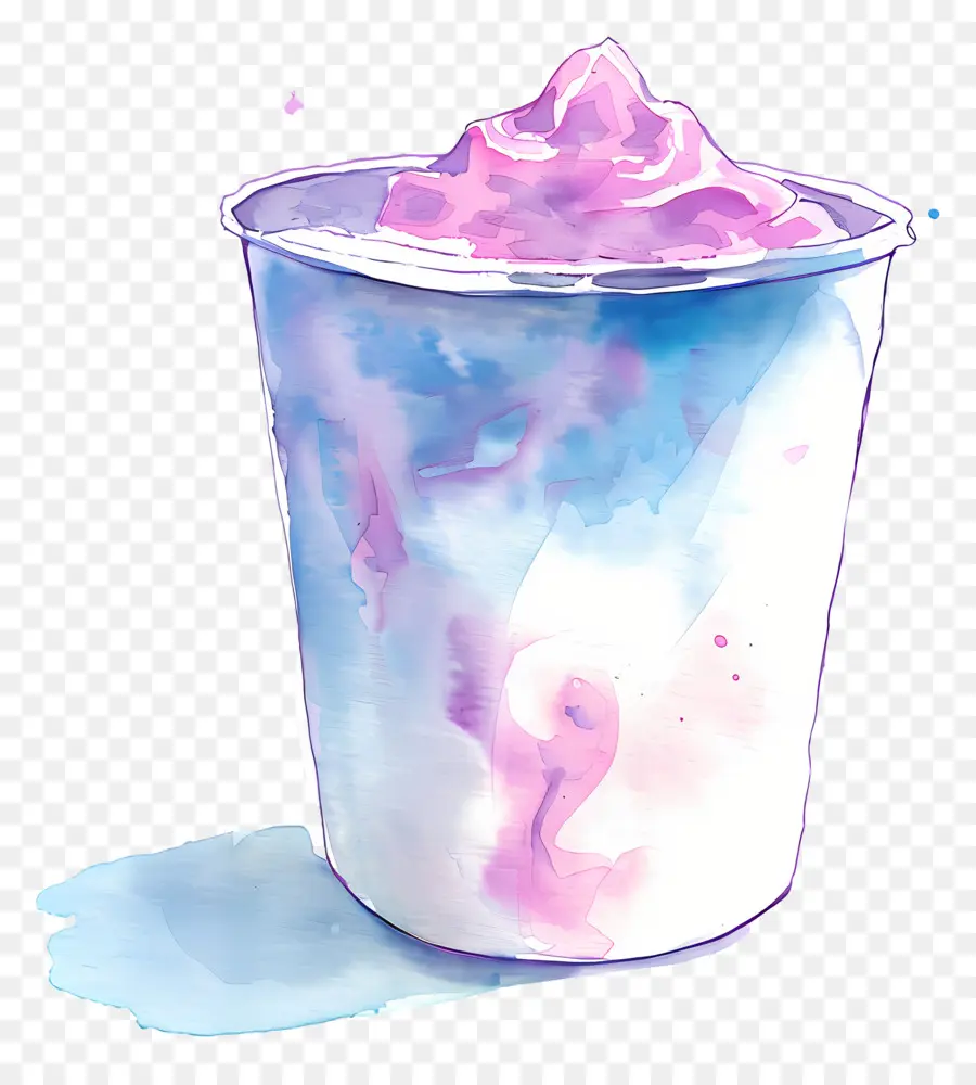 Taza De Yogur De Acuarela，Bebida Colorida PNG