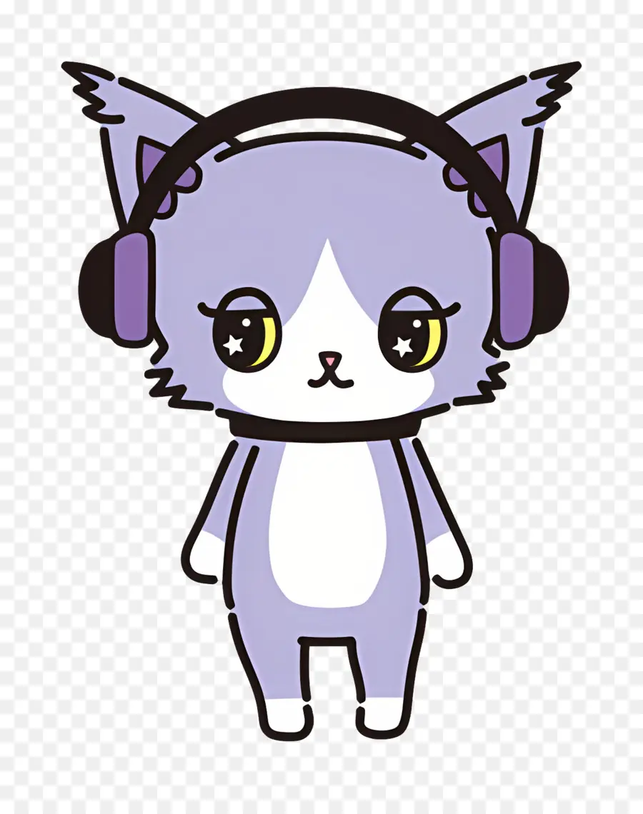 Beatcats，Gato Morado Con Auriculares PNG