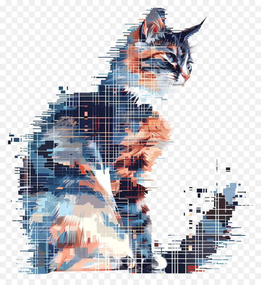 Gato Píxel，Gato Pixelado PNG