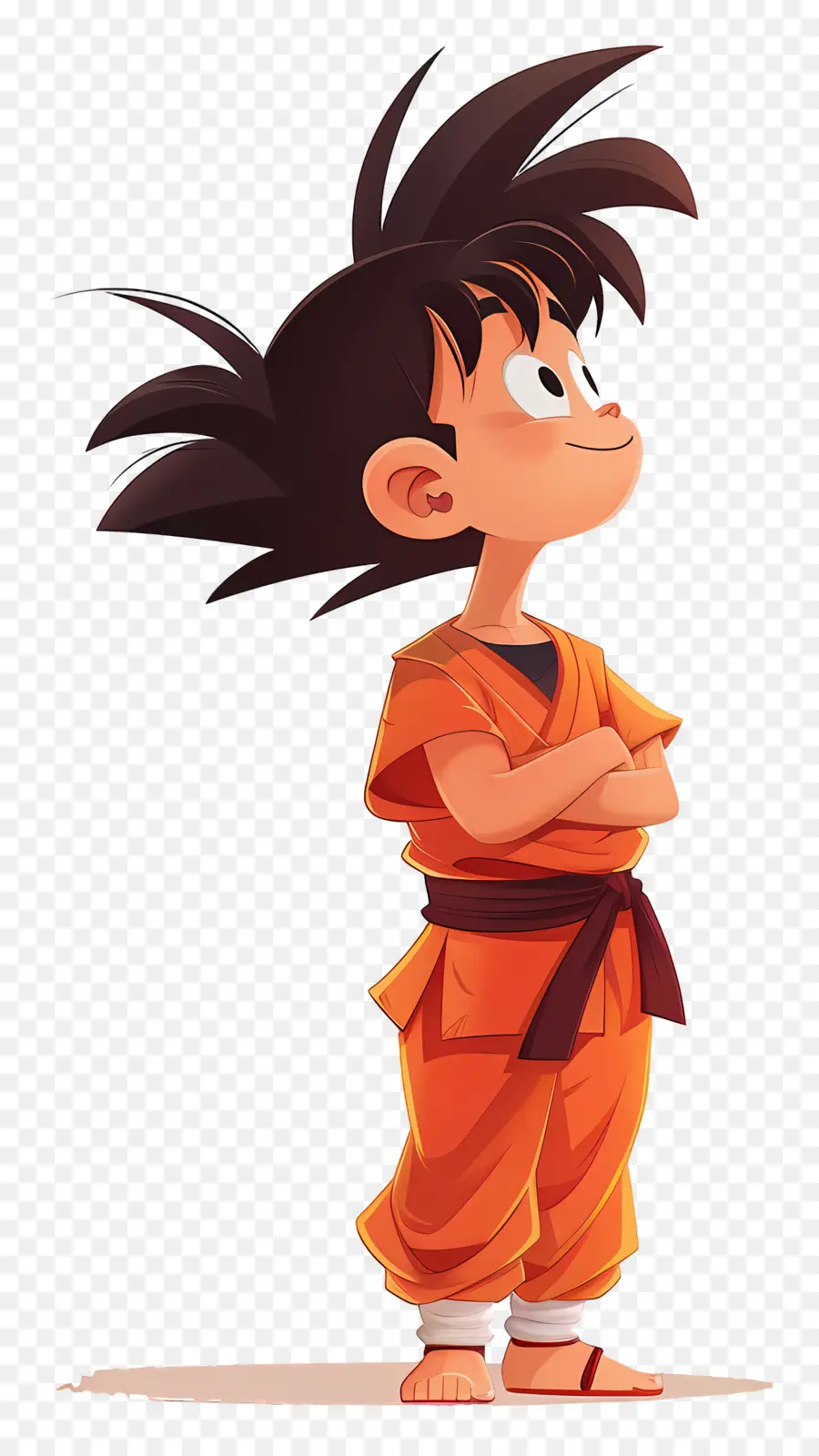 Goku，Niño De Dibujos Animados En Vista Lateral De Gi Naranja PNG