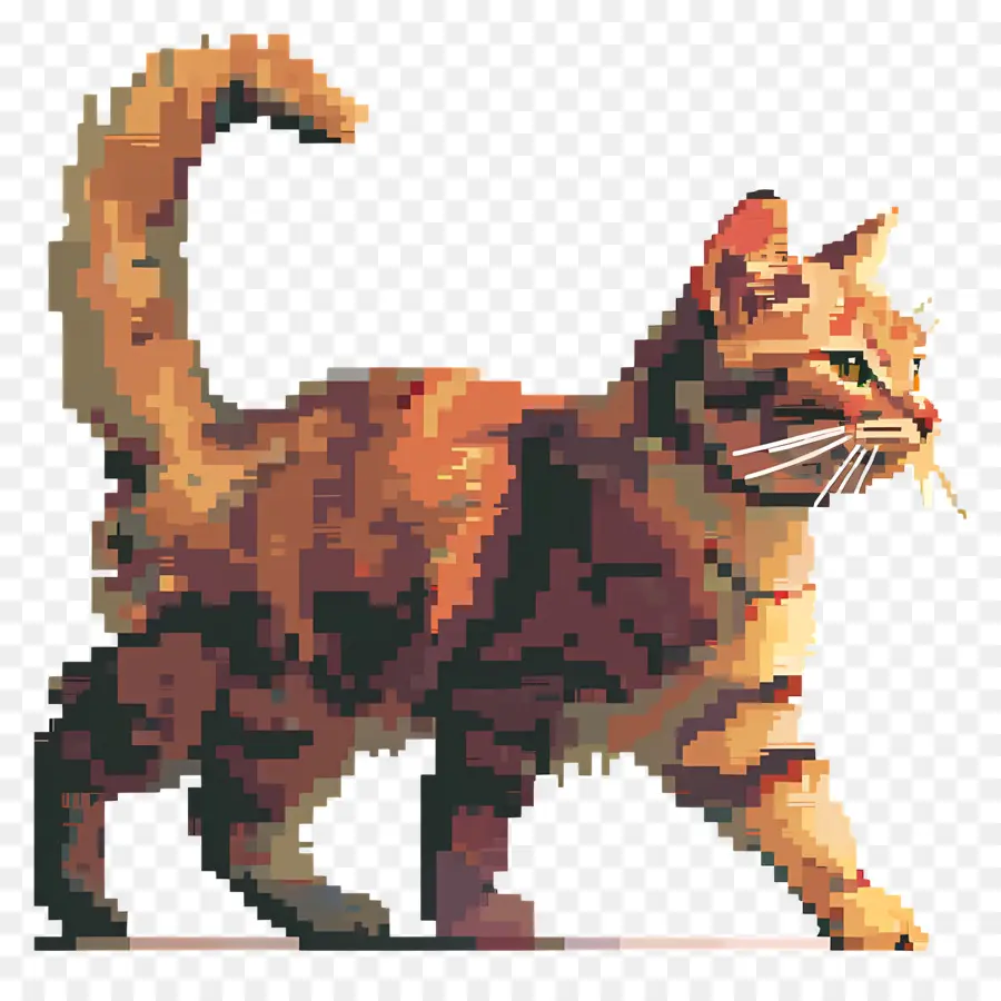 Gato Píxel，Gato Naranja Pixelado PNG