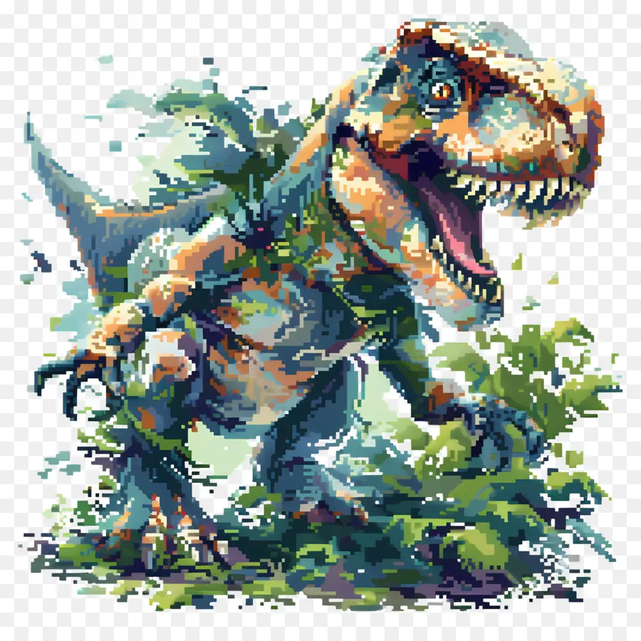 Dinosaurio Píxel，Dinosaurio Verde PNG