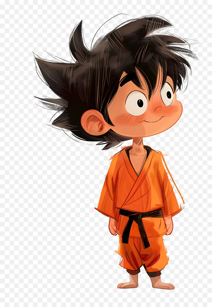 Goku，Chico En Traje Naranja PNG