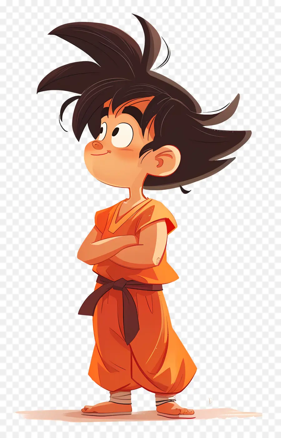 Goku，Niño De Dibujos Animados En Vista Lateral De Gi Naranja PNG