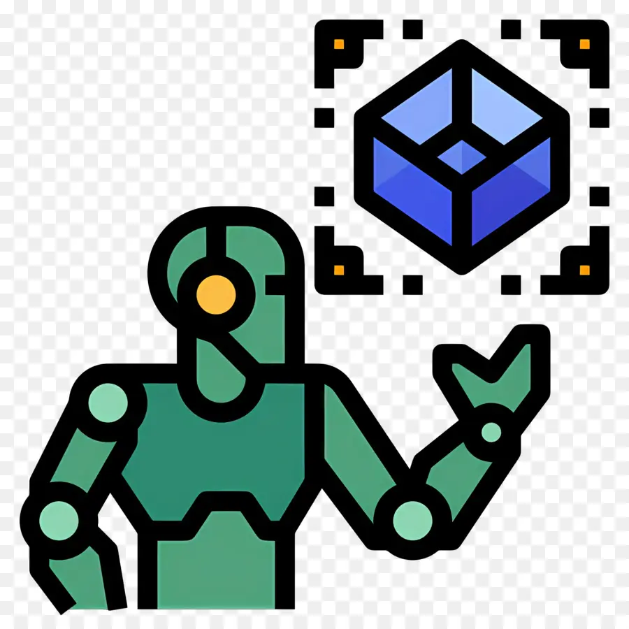 Inteligencia Artificial，Robot Con Cubo PNG