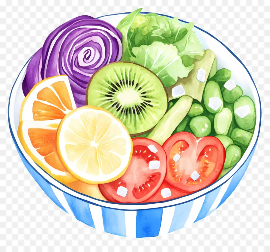 Verduras Y Frutas，Tazón De Frutas Y Verduras Colorido PNG