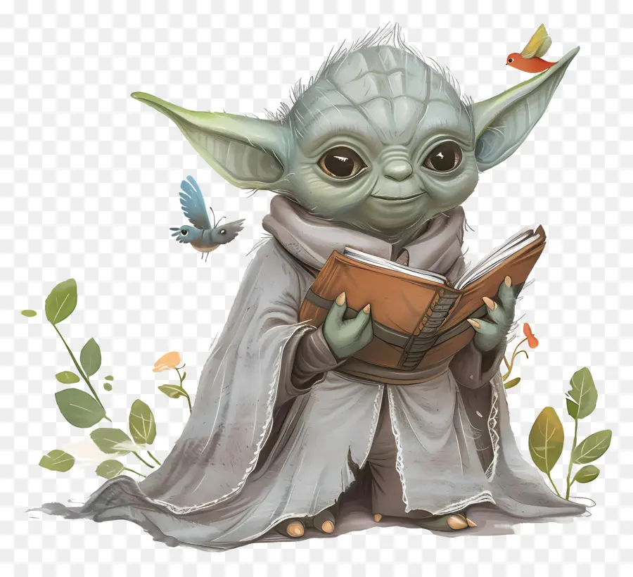 Yoda，Criatura Verde Con Libro PNG