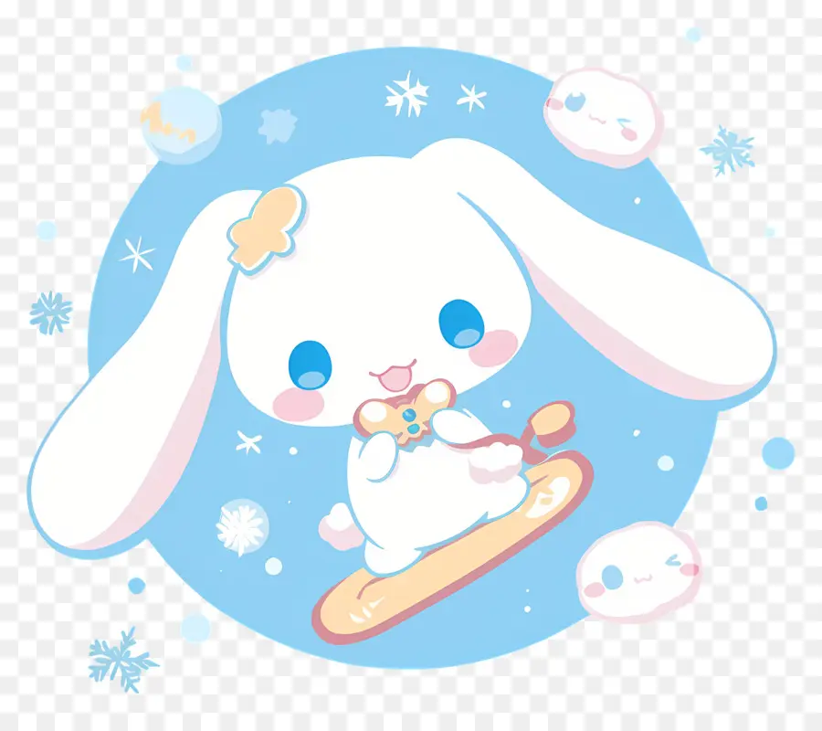 Lindo Cinnamoroll，Conejito En Snowboard PNG