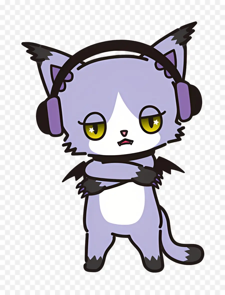 Beatcats，Gato Morado Con Auriculares PNG