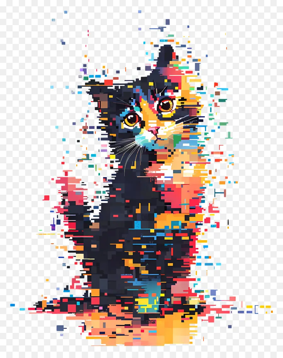 Gato Píxel，Gato Pixelado Colorido PNG