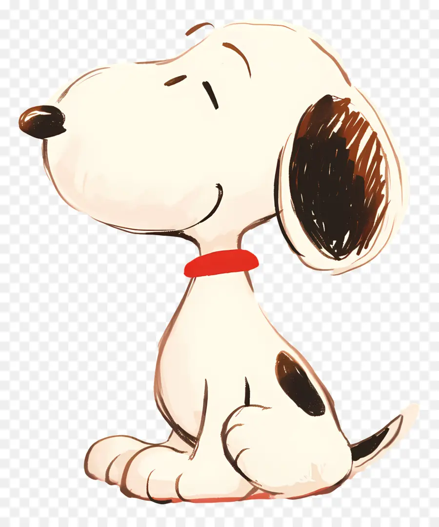 Snoopy，Perro De Dibujos Animados Con Collar Rojo PNG