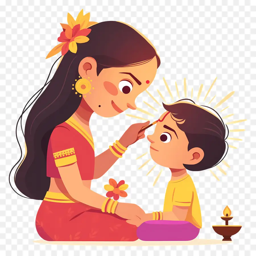 Bhai Dooj，Mujer Y Niño PNG