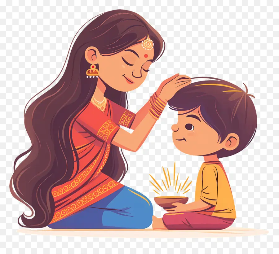 Bhai Dooj，Mujer Y Niño PNG