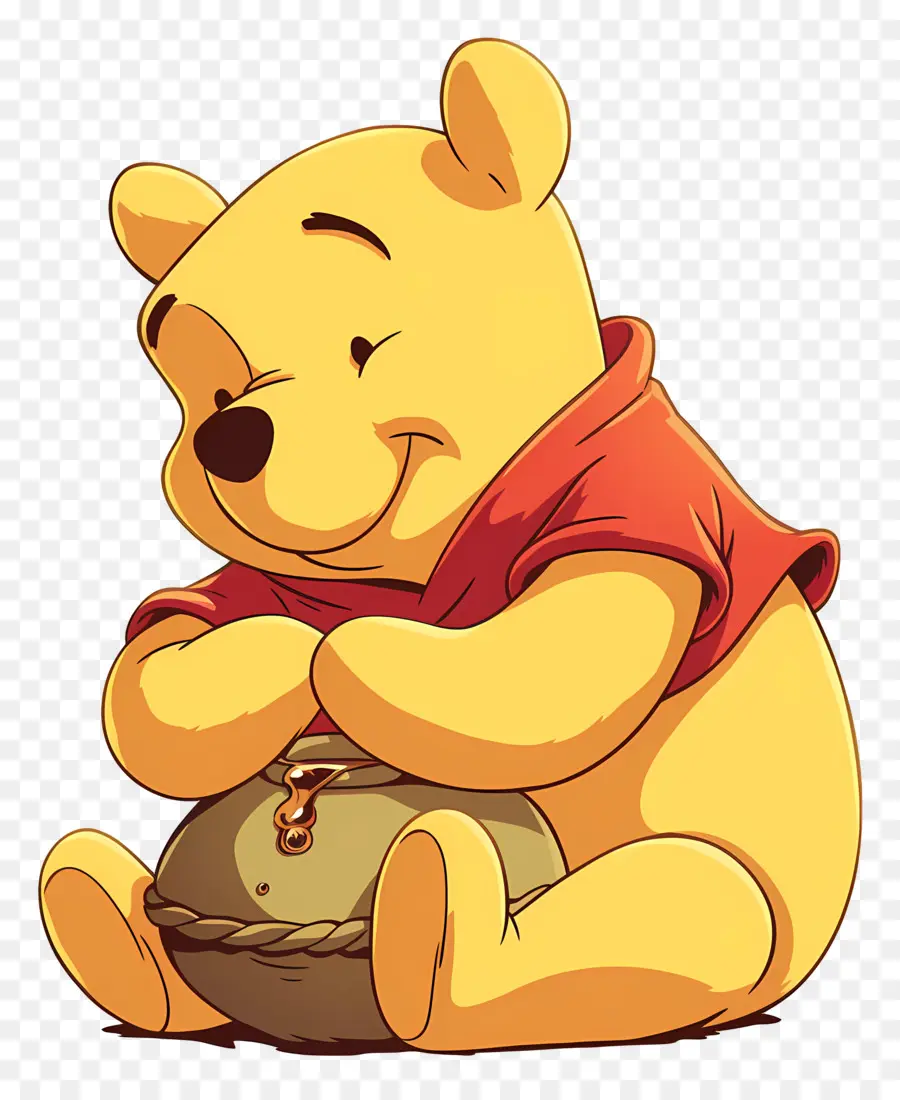 Winnie El Pooh，Oso Amarillo Con Tarro De Miel PNG