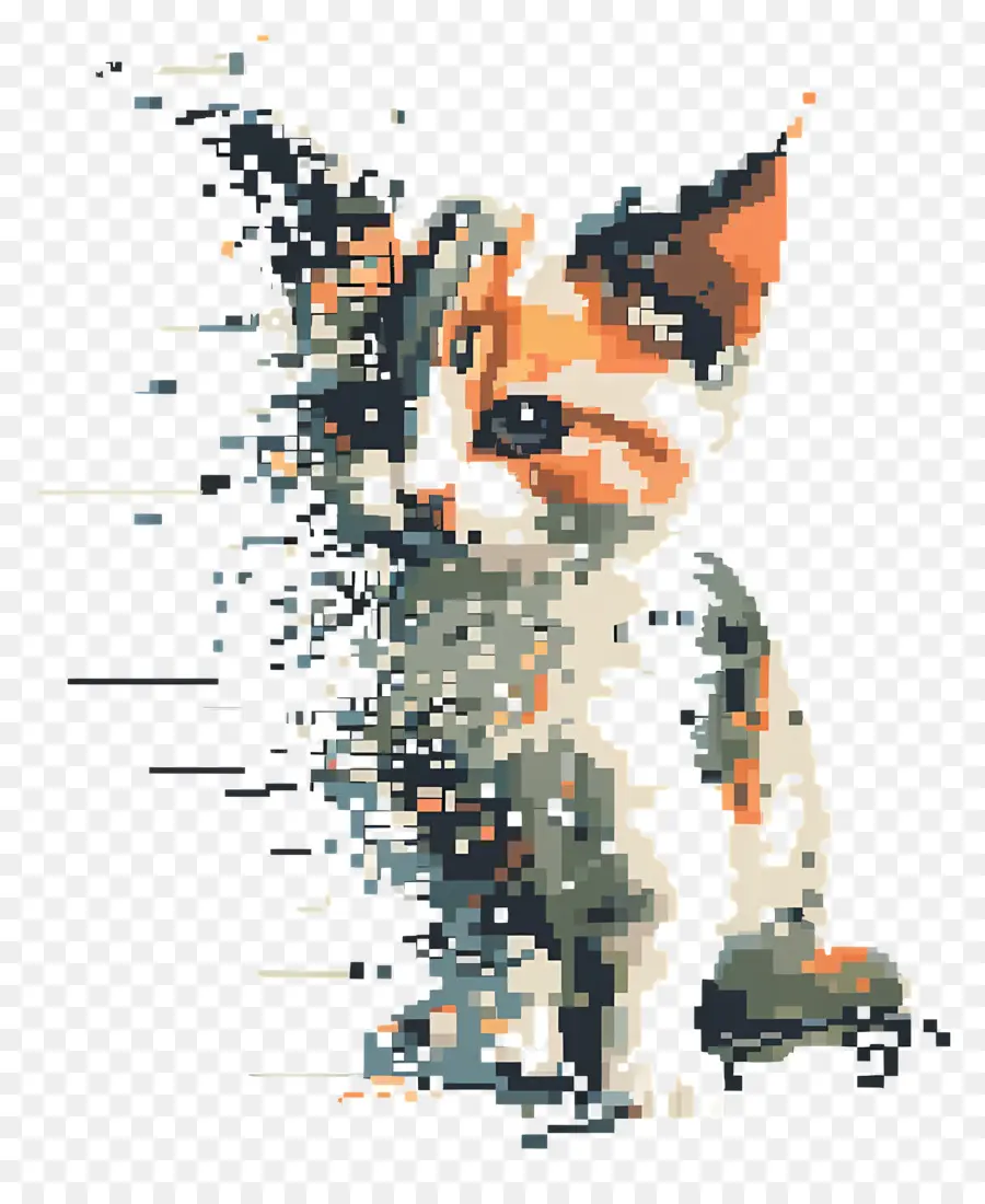 Gato Píxel，Gato Pixelado Colorido PNG