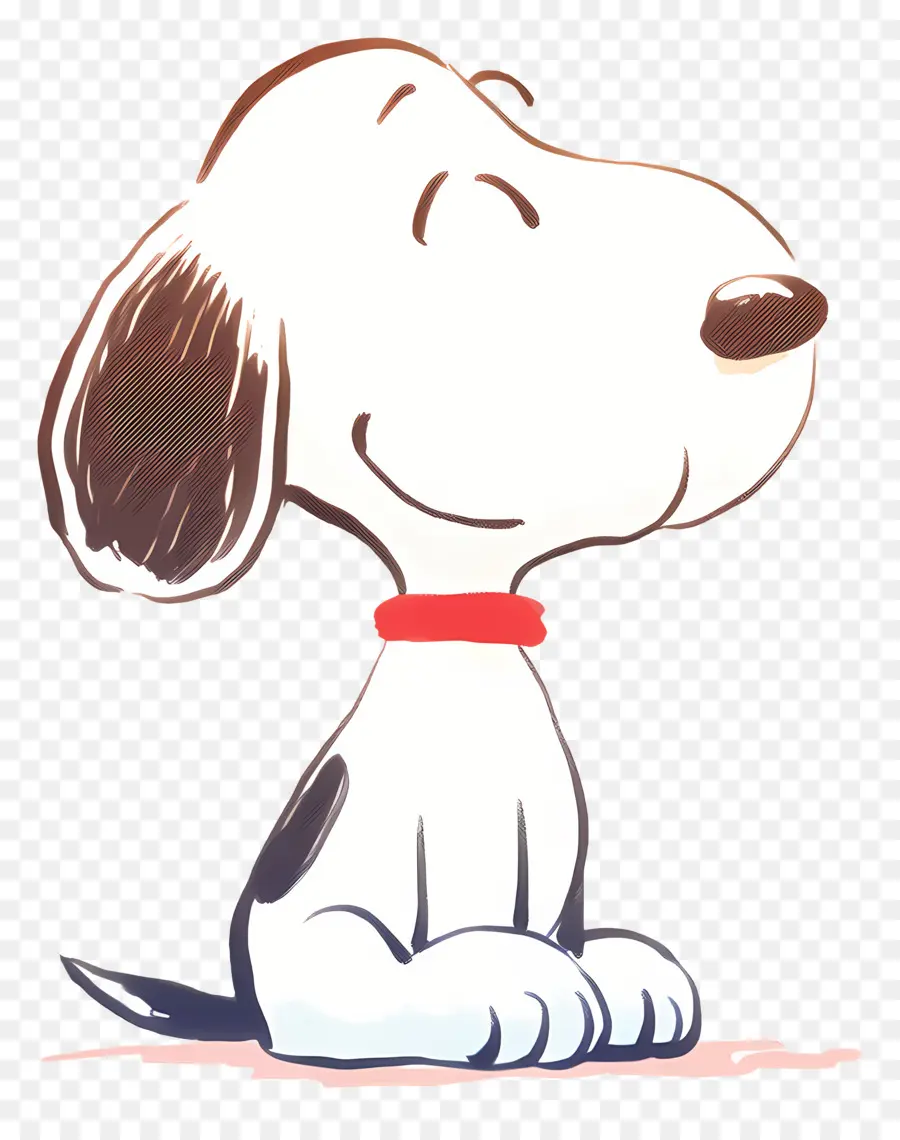 Snoopy，Perro De Dibujos Animados Con Collar Rojo PNG