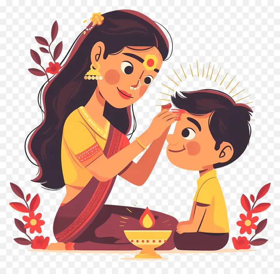 Bhai Dooj，Mujer Y Niño PNG