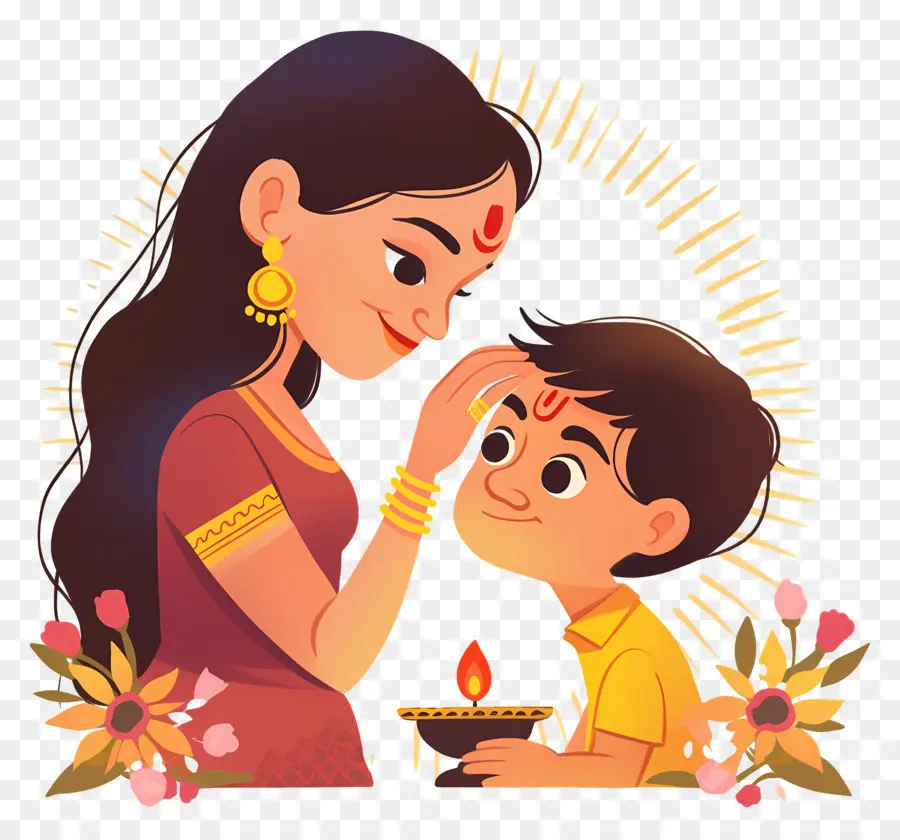 Bhai Dooj，Mujer Y Niño PNG