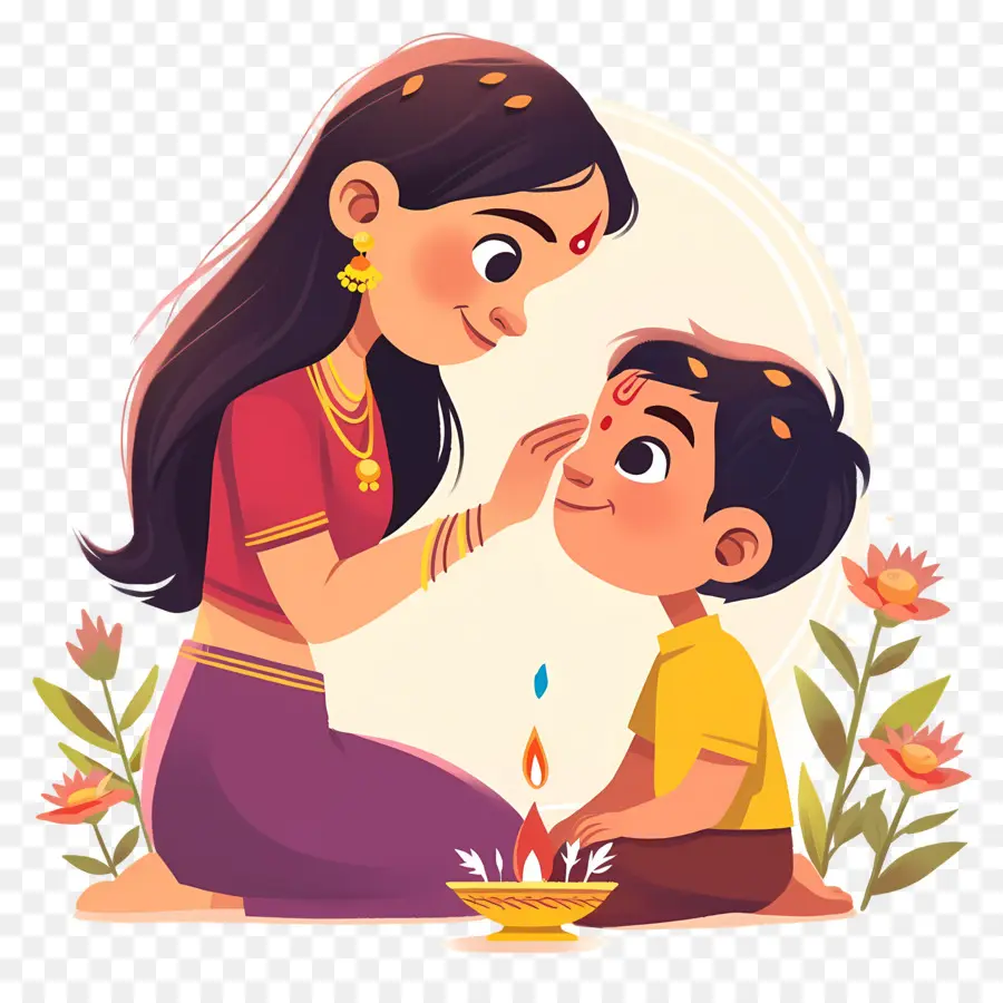 Bhai Dooj，Mujer Y Niño PNG