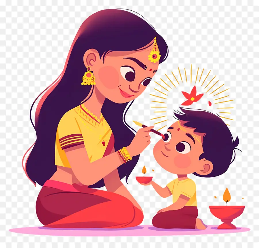 Bhai Dooj，Madre E Hijo PNG