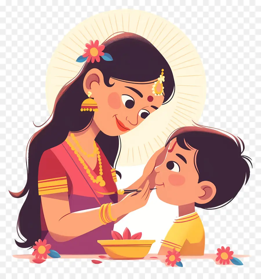 Bhai Dooj，Mujer Y Niño PNG