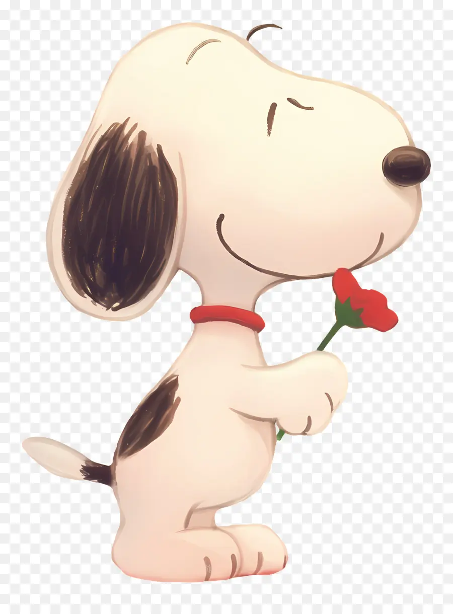 Snoopy，Perro De Dibujos Animados Con Flor PNG