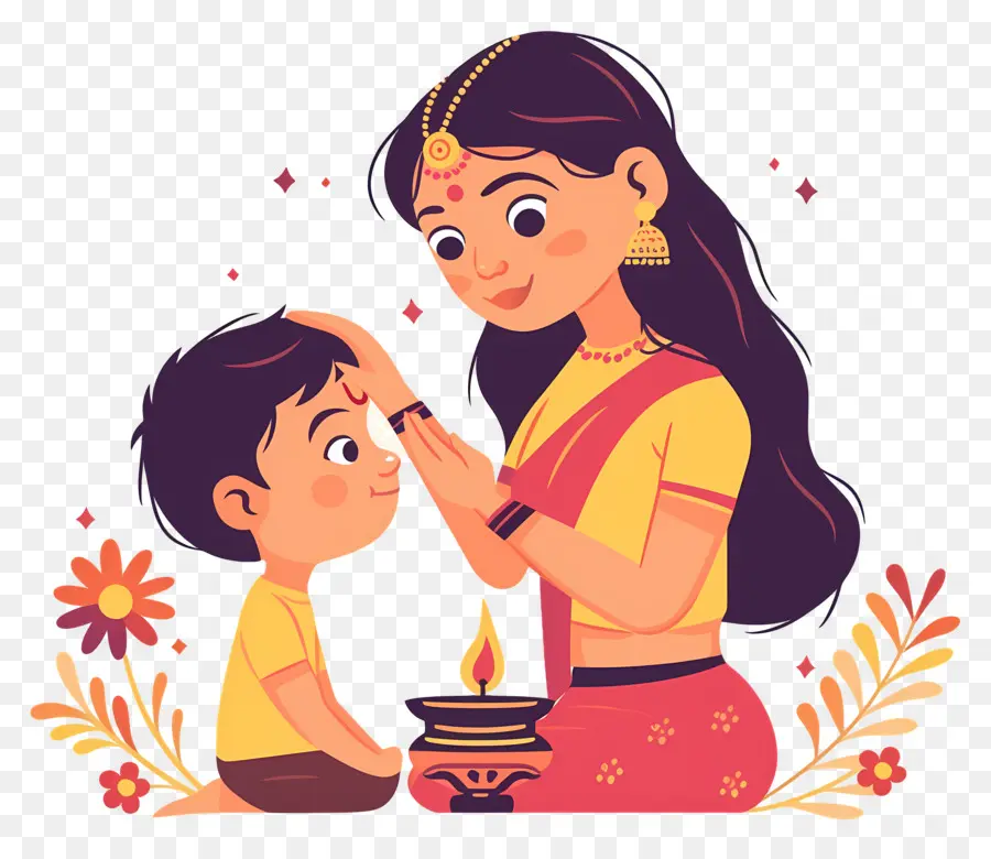 Bhai Dooj，Mujer Y Niño PNG