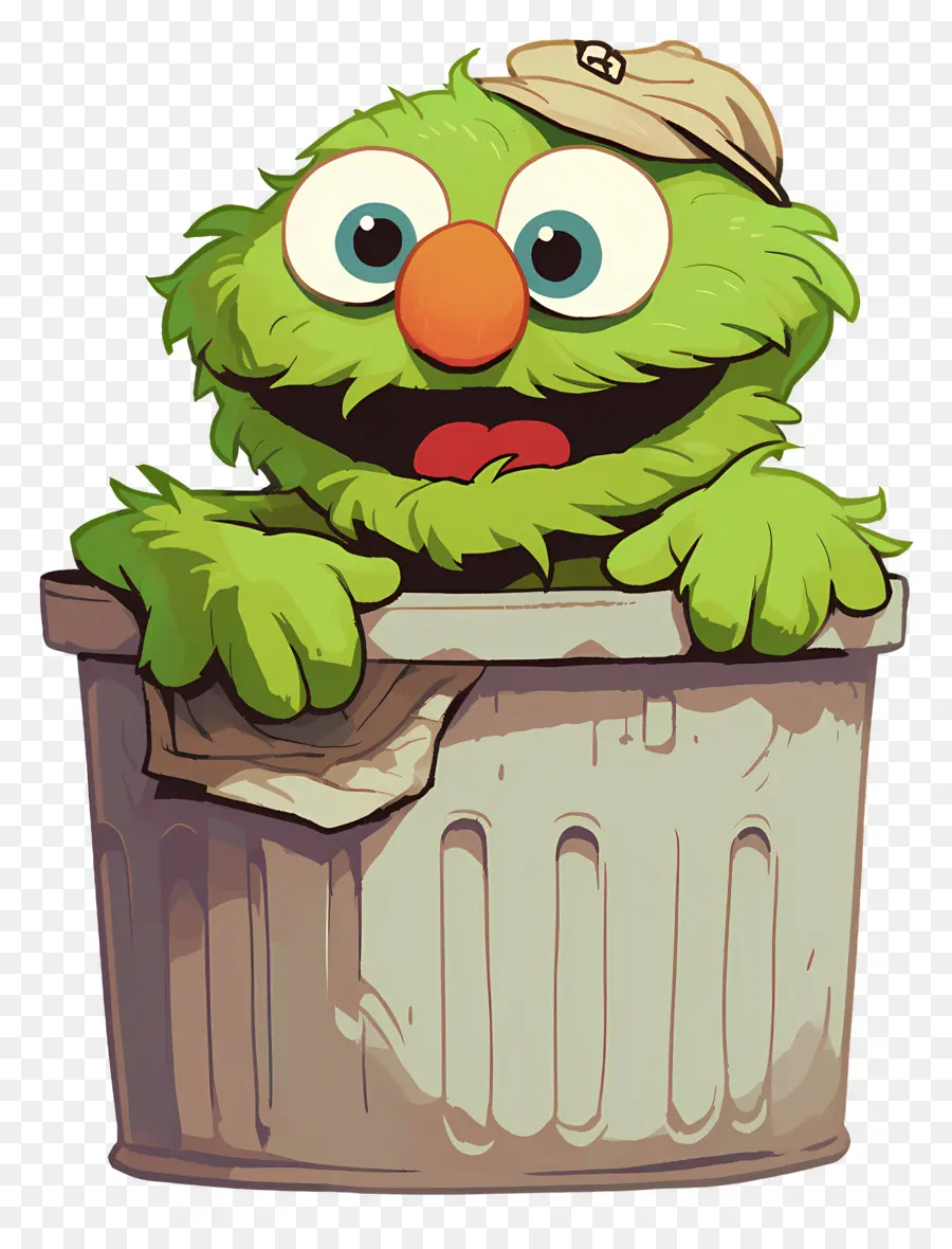 Óscar El Cascarrabias，Personaje Peludo Verde PNG