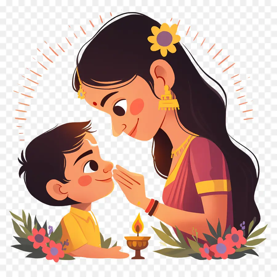 Bhai Dooj，Mujer Y Niño PNG