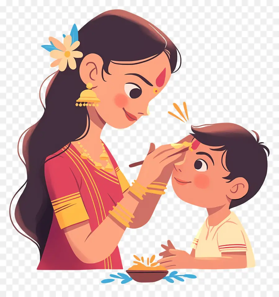 Bhai Dooj，Mujer Y Niño PNG